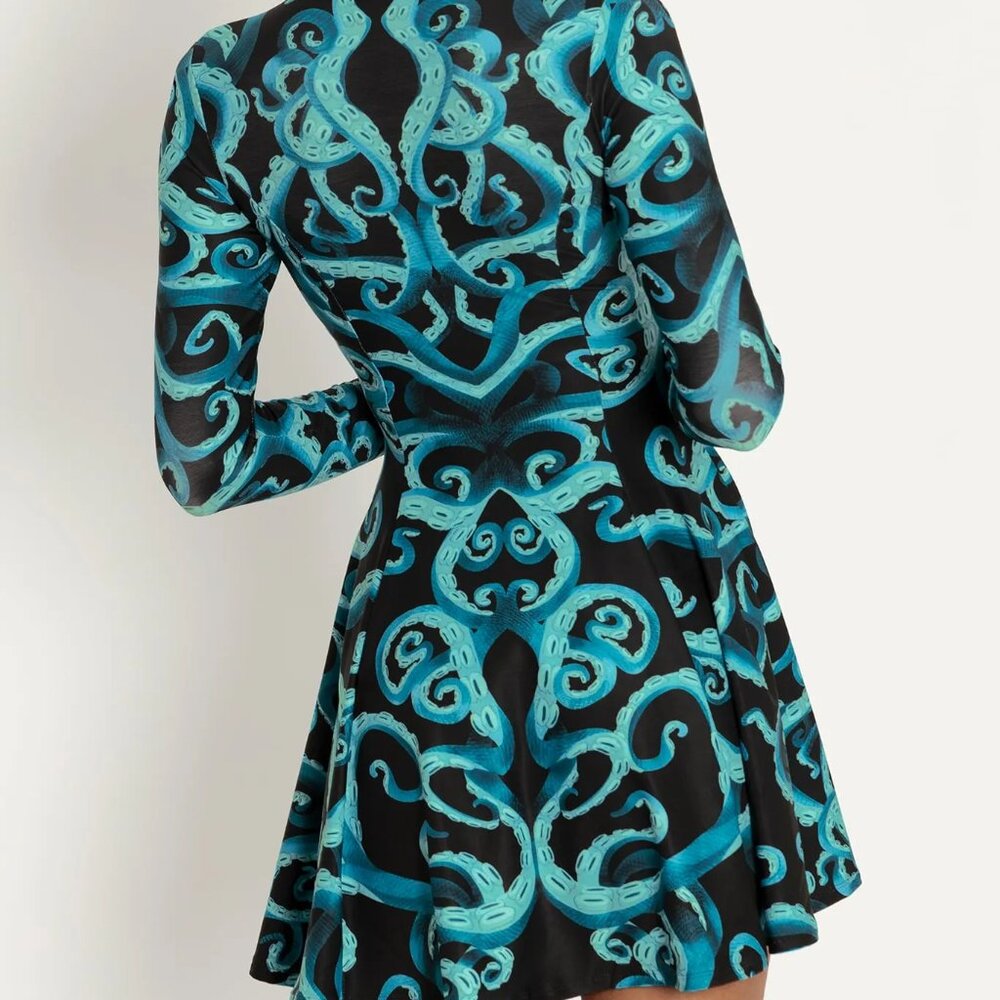 HUG OF CTHULHU LONG SLEEVE EVIL MINI SKATER DRESS - Picture 2 of 6